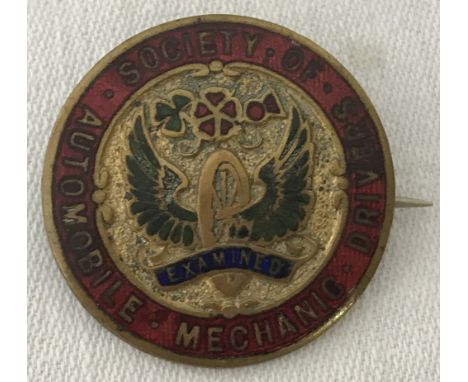 1900 badge issued by Society of Automobile Mechanics, made in Birmingham. Issued to W. Colvill member 412, badge no RP573905.