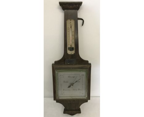 A vintage barometer with presentation plaque. Plague reads " Presented to Mr & Mrs Gallagher with best wishes from the staff 