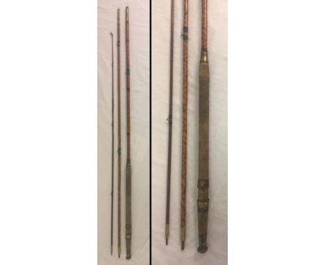 3 piece bamboo salmon fishing rod for restoration by Milbro c1920. Keep and one ring missing. 
