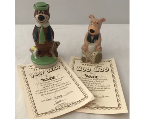 2 boxed Limited Edition Wade, G & G Collectables, Yogi Bear ceramic figurines. Yogi Bear and Boo Boo, both numbered 609/1500,