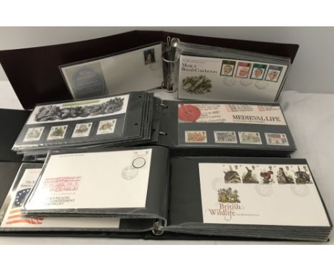 3 albums of first day covers to include Royalty, flora & fauna and music.  