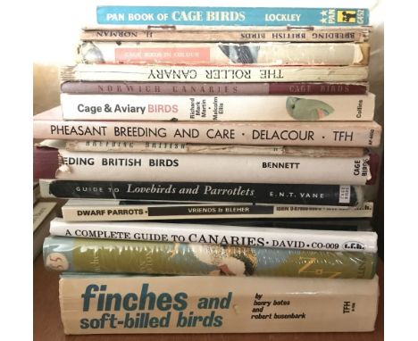 A collection of 15 books on aviary birds. To include Guide to Lovebirds and Parrotlets by E.N.T. Vane, Pan book of Cage Birds
