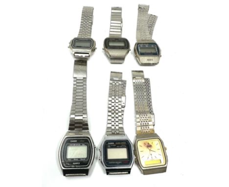 selection of 6 vintage digital wristwatches inc casio belstar sekonda &amp; identity all untested 