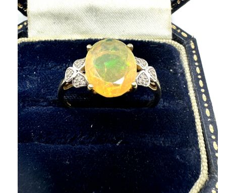 9ct gold faceted gemstone &amp; diamond dress ring (2.3g) 