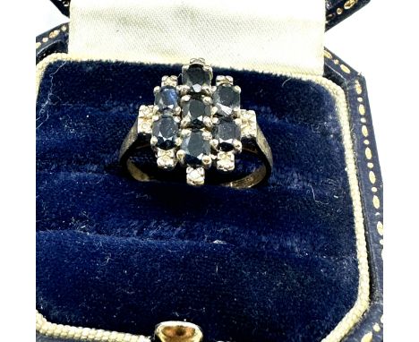 9ct gold sapphire &amp; diamond cluster ring (2.1g) 