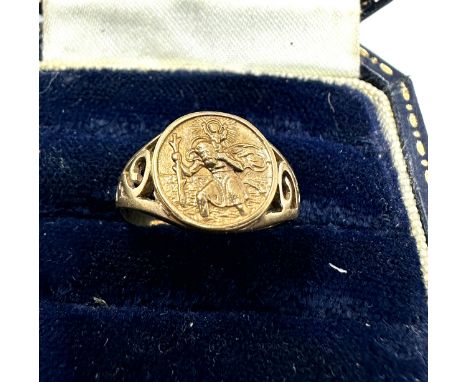 9ct gold st christopher ring (1.8g) 