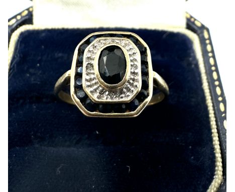 9ct gold sapphire &amp; diamond dress ring (3.4g) 