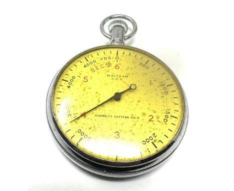 A Waltham USA WWII Admiralty issue stopwatch, pattern number six, with military arrow and numbered U2761 stainless steel case