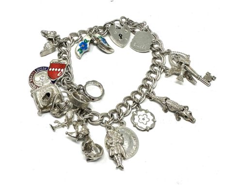 Vintage silver charm bracelet weight 46g 