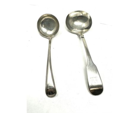 2 antique Georgian silver ladle spoons weight 80g 