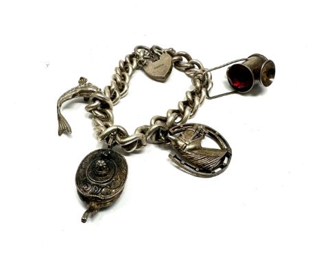 Vintage silver charm bracelet weight 47g 
