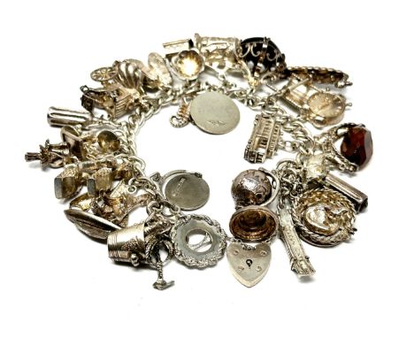 Vintage silver charm bracelet weight 114g 