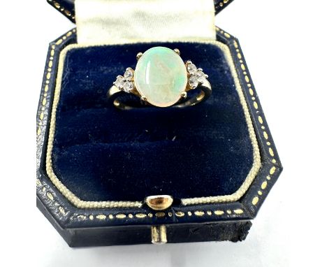 9ct gold opal &amp; diamond dress ring (2.6g) 