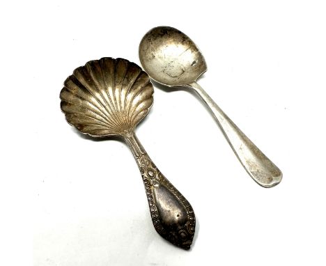 2 antique silver tea caddy spoons 