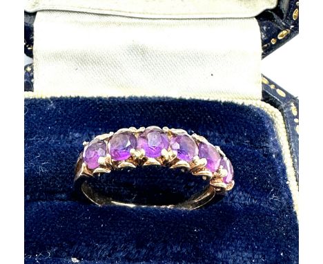 9ct gold amethyst half eternity ring (1.8g) 