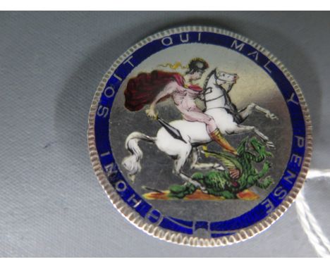 An enamel Crown coin brooch dated 1819