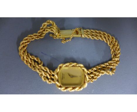 An 18ct yellow gold Chopard Geneve ladies wristwatch with rope twist triple bracelet numbered D 6922 186181 5149 - Width 17mm