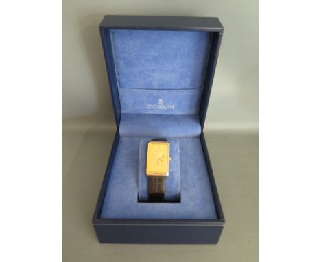 A Corum gentleman's 18ct yellow gold wristwatch with 24ct yellow gold 15g dial number 1262 - manual wind with crocodile strap