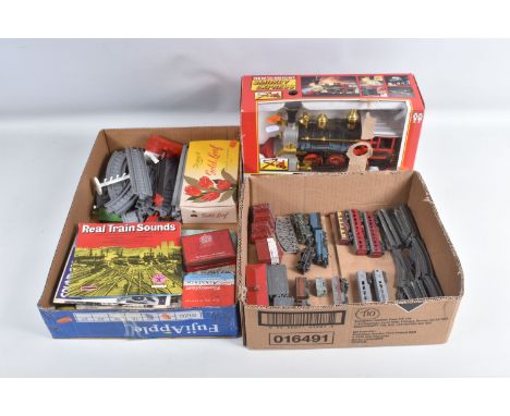 A COLLECTION OF UNBOXED AND ASSORTED PLAYWORN LONE STAR OOO N GAUGE PUSH ALONG RAILWAY ITEMS, assorted locomotives, rolling s