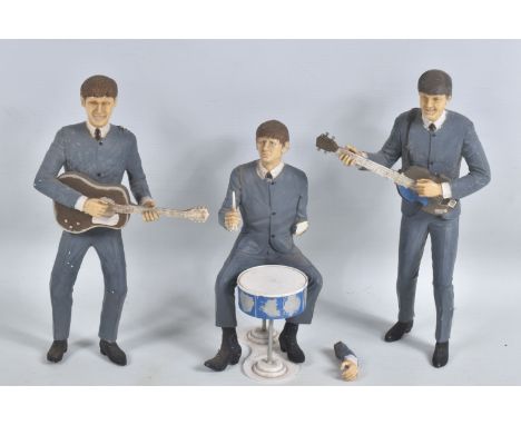 THREE VINTAGE CONSTRUCTED &amp; PAINTED REVELL PLASTIC KIT BEATLES FIGURES, Paul McCartney, George Harrison and Ringo Starr w