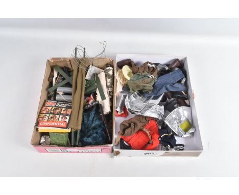 A QUANTITY OF UNBOXED AND ASSORTED PALITOY ACTION MAN CLOTHING AND ACCESSORIES, clothing includes Royal Canadian Mounted Poli