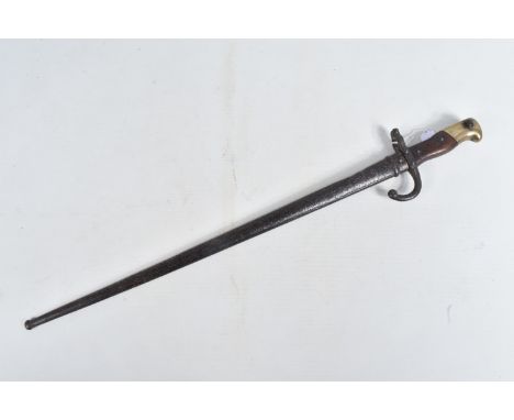A FRENCH 1977 DATED GRAS BAYONET AND SCABBARD, this is in good condition and the top of the blade is clearly engraved with th