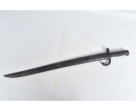 A 19th CENTURY FRENCH RIFLE BAYONET, the top of the blade is inscribed Etienne indicating it was made at a foundry in Saint E
