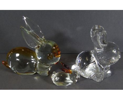 3x Glashasen, alle von Goebel, H-4 bis 9 cm