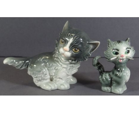 2x Katzen von Goebel, H-7 und 8 cm