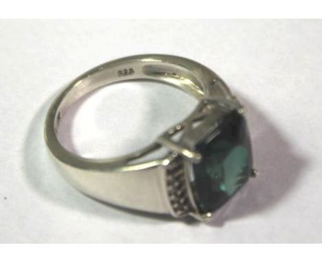 925er Silber-Ring, Harry Ivens,grüner facc. Stein (Turmalin?) u. Zirkonia, 4,7gr., RG 56.