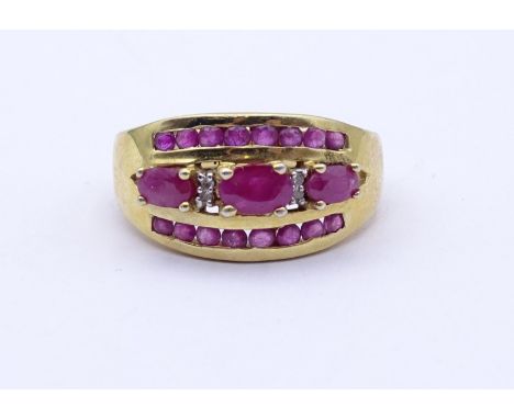 Rubin Silber Ring 0.925 vergoldet, 5,8gr., RG 59