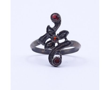 Granat Silber Ring in Sterling Silber 0.925 1,7gr., RG 53