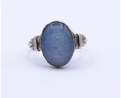 835er Silber Ring mit Opal, 2,5gr., RG 55