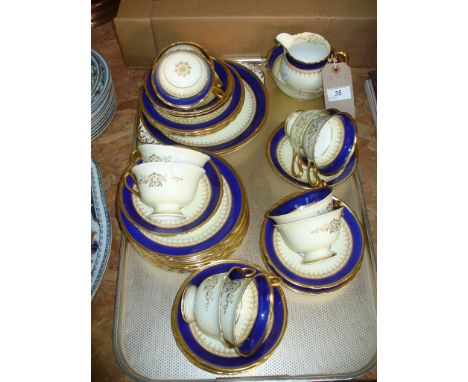 A Shelley cobalt blue and gilt 41 piece tea service.