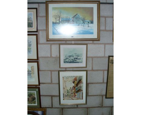 J Denby " Rooftops " limited edition print signed in pencil by the artist, a second snow covered scene and 1 other. (3)