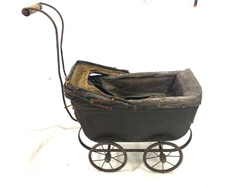 Vintage dolls pram, approximate measurements:  Height including handle 26 inches, overall length 22 inches, Depth 12 inches