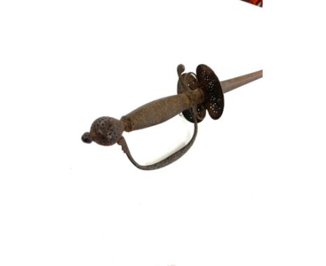 18th century small sword, light rusting, finely pierced guard, blade length 32 inches