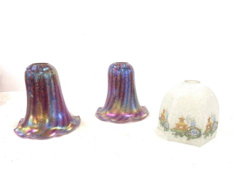 3 Vintage glass light shades