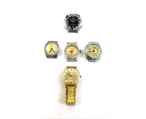 Five gents vintage mechanical wristwatches to include Tissot stylist, Ingersoll, Montine etc all untested 