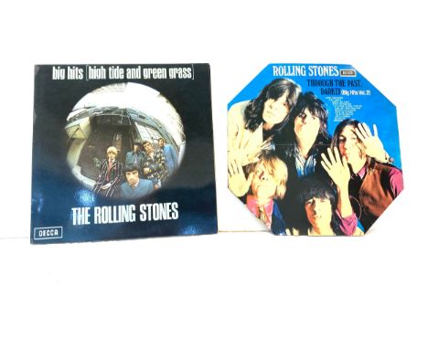 Two Rolling Stones vinyl records to include High tide and green grass and Through the past Darkly Vol 2