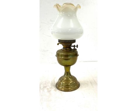 Vintage oil lamp, brass base, with shade, no funnel 