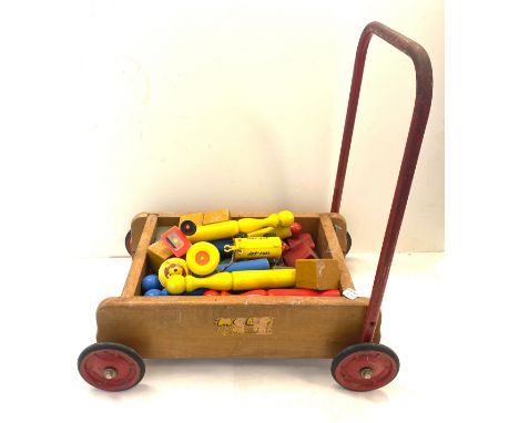 Vintage childrens pull along with blocks 