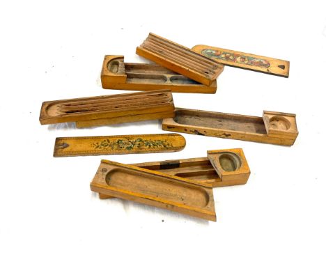3 Vintage wooden pencil cases (one missing lid)