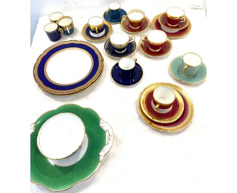 Selection of Antique porcelain cabinet cups, saucers and plates to include Ansley, Coalport and Wedgwood 