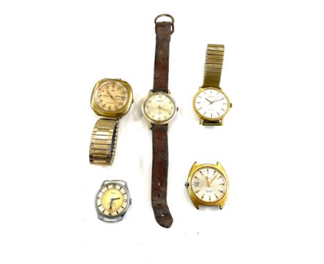 Five vintage mechanical gents wristwatches, Alpen, Rotary etc 