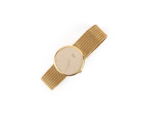 Chopard, a gentleman's gold wristwatch, ref. 1910, the circular brushed gold dial with baton indicators, to a plain gold case