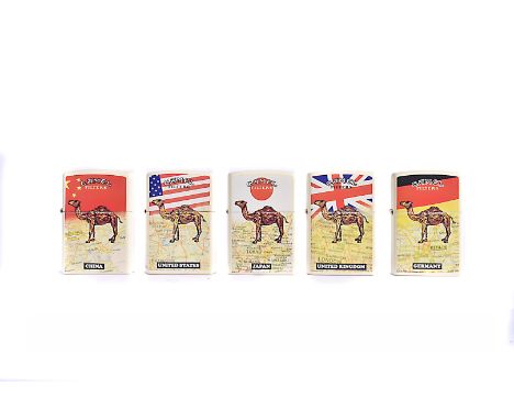 The Camel Filters Zippo Lighter Country series, five lighters with Country Flag and Map including Capital City - United Kingd