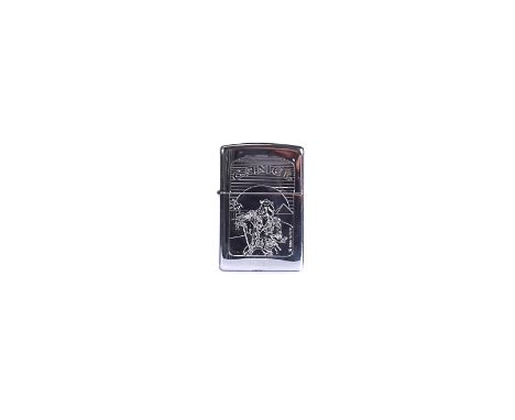 A 1996 Joe on Handlebars polished chrome Zippo Lighter, with lustre-etched design, dated 1996, unused (1)