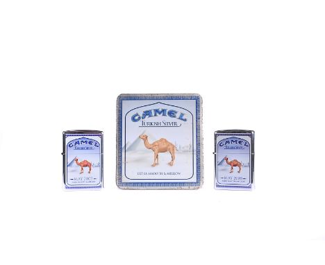 A 2005 Camel Turkish Silver Limited Edition Zippo Lighter and tin, together with another 2005 Turkish Silver lighter (2)