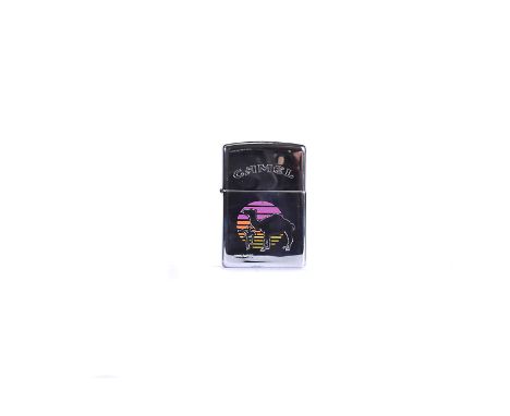 A Camel Desert Sunset Prototype Zippo Lighter, with pink, orange and yellow background on polished chrome case, dated 1997, u